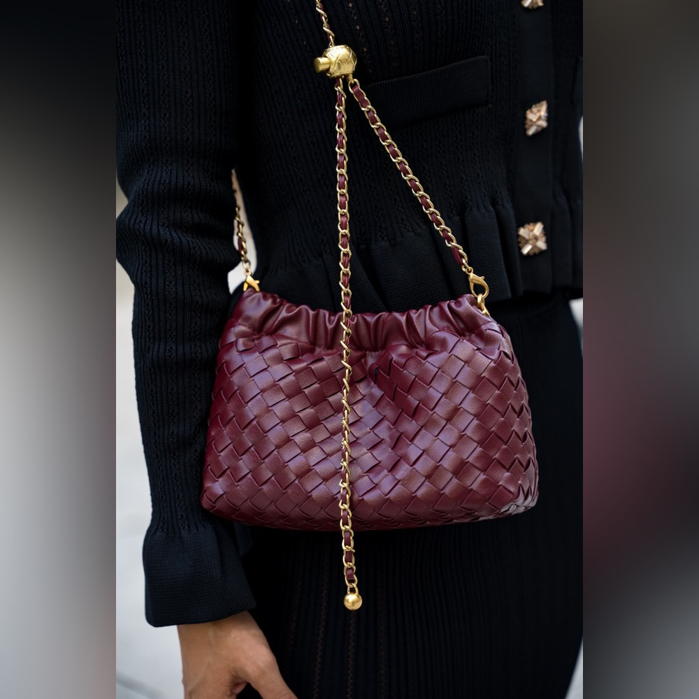 Elegant Burgundy Woven Bag